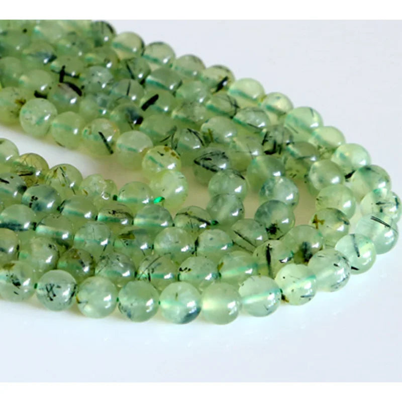 Green Prehnite Charm Stones Round Beads DIY Jewelry Making