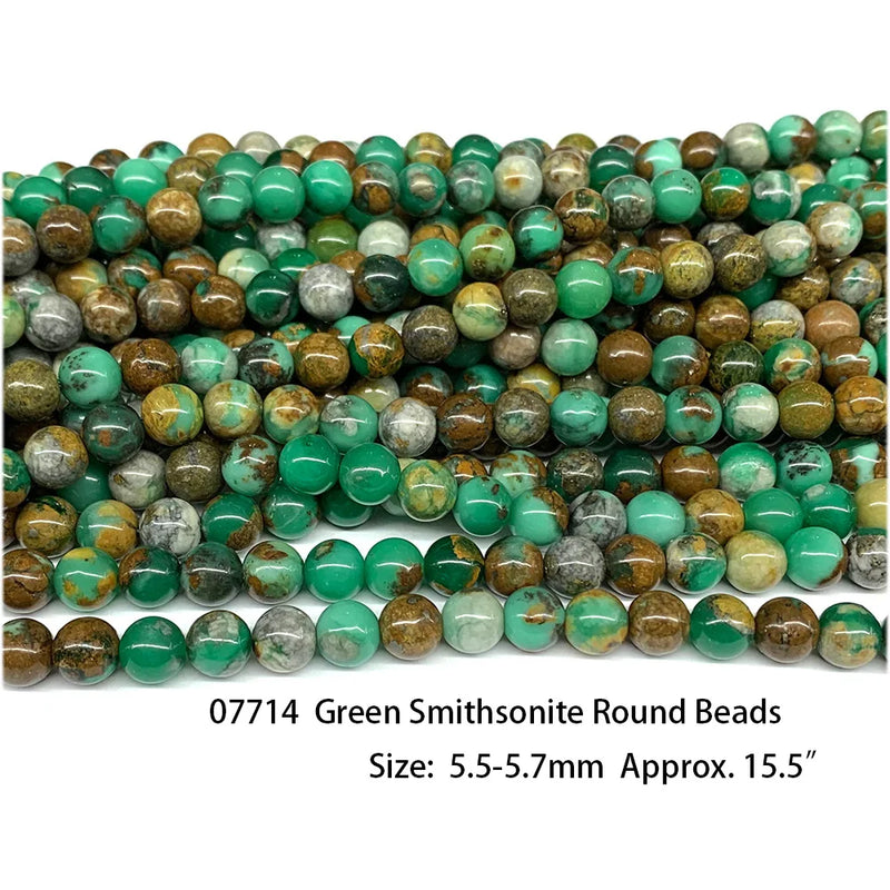 Green Smithsonite Round Beads Gemstone Jewelry Making DIY