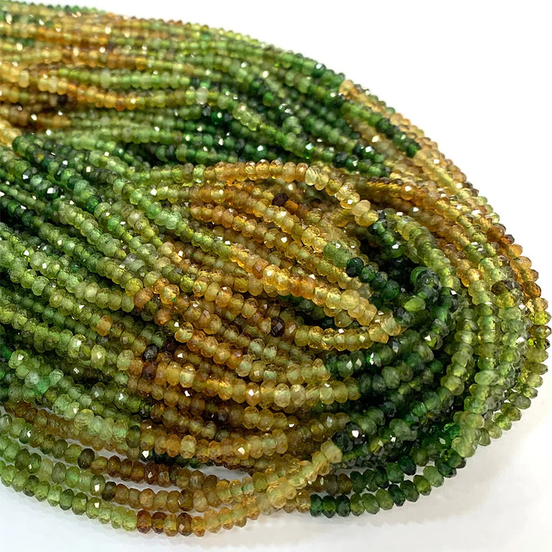 Green Tourmaline Natural Necklace Bracelets Earrings Ring Faceted Small Rondelle
