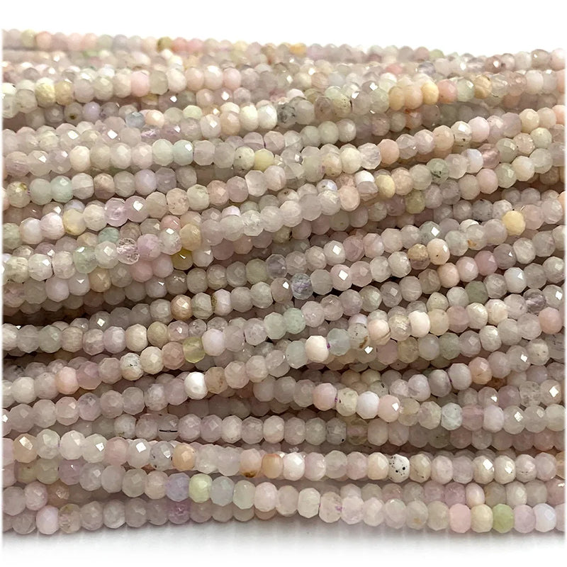 Kunzite Faceted Rondelle Beads Jewelry Making Gemstones Crystal DIY