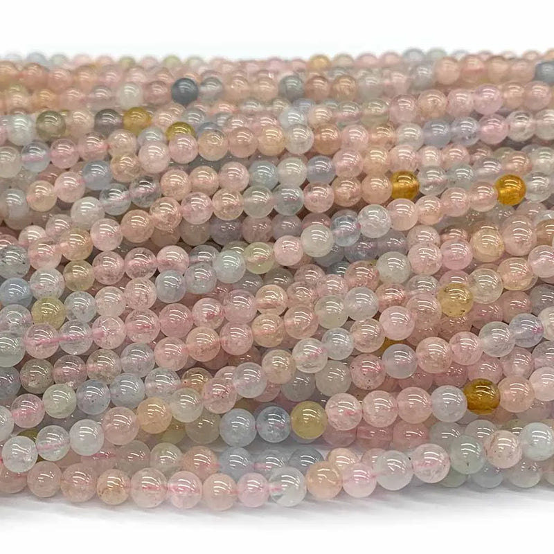 Morganite Round Loose Beads Natural Gemstones DIY Jewelry Making