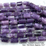 Lepidolite Round Faceted Rondelle Tube Column Raw Mineral Disc Beads