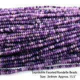 Lepidolite Round Faceted Rondelle Tube Column Raw Mineral Disc Beads