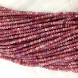 Natural Purple Red Tanzania Ruby Hand Cut Loose Faceted Rondelle Small Beads