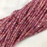 Natural Purple Red Tanzania Ruby Hand Cut Loose Faceted Rondelle Small Beads