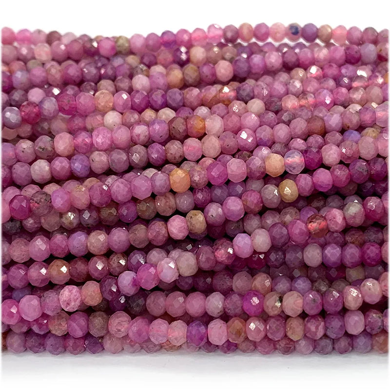 Pink Red Ruby Faceted Rondelle Beads Jewelry Making Natural Gemstones
