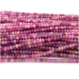 Pink Red Ruby Faceted Rondelle Beads Jewelry Making Natural Gemstones