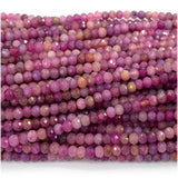 Pink Red Ruby Faceted Rondelle Beads Jewelry Making Natural Gemstones