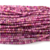 Pink Red Ruby Faceted Rondelle Beads Jewelry Making Natural Gemstones