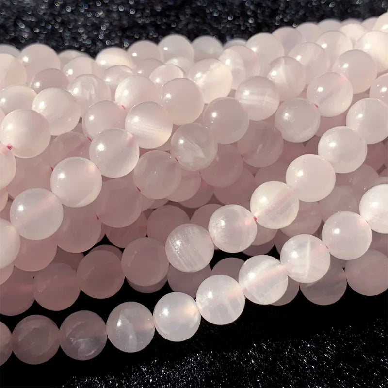Pink Calcite Iceland Spar Necklace Bracelets Earrings Ring Round Beads
