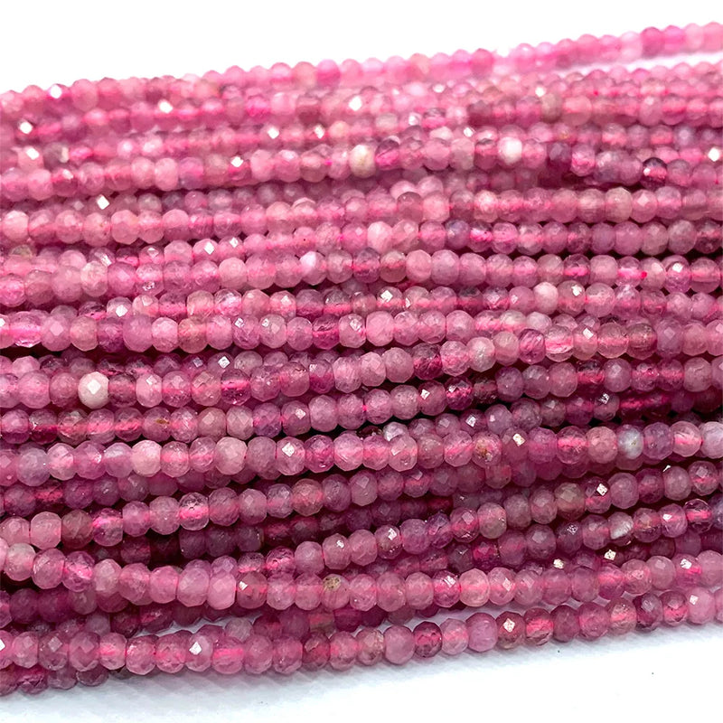 Pink Tourmaline Faceted Small Rondelle Beads for Jewelry Making