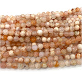 Pink Cherry Blossoms Agate Round Beads for Jewelry Making Charms