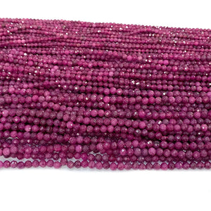 Red Ruby Natural Stone Faceted Round Beads for Jewelry Making