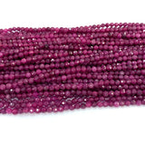 Red Ruby Natural Stone Faceted Round Beads for Jewelry Making