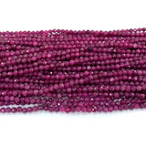 Red Ruby Natural Stone Faceted Round Beads for Jewelry Making