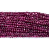 Red Ruby Natural Stone Faceted Round Beads for Jewelry Making