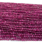 Red Ruby Natural Stone Faceted Round Beads for Jewelry Making
