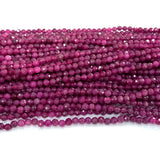 Red Ruby Natural Stone Faceted Round Beads for Jewelry Making