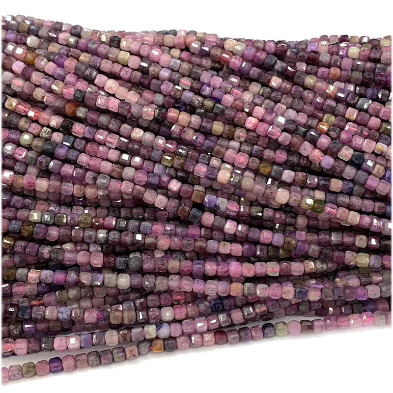 Red Ruby Spinel Edge Cube Faceted Beads for Jewelry Making