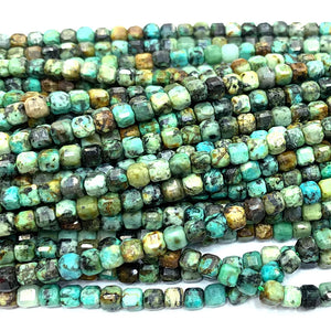 Turquoise Natural Stones Charms Necklace Bracelets Earrings Cube Beads