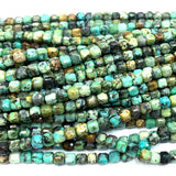 Turquoise Natural Stones Charms Necklace Bracelets Earrings Cube Beads