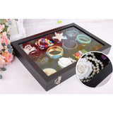 Velvet 12 Grid Jewelry Tray Box Removable Display Case Organizer