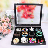 Velvet 12 Grid Jewelry Tray Box Removable Display Case Organizer