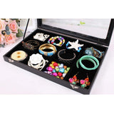 Velvet 12 Grid Jewelry Tray Box Removable Display Case Organizer