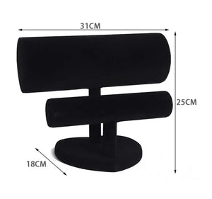Velvet 2 Bars Jewelry Bracelet Organizer Stand Holder