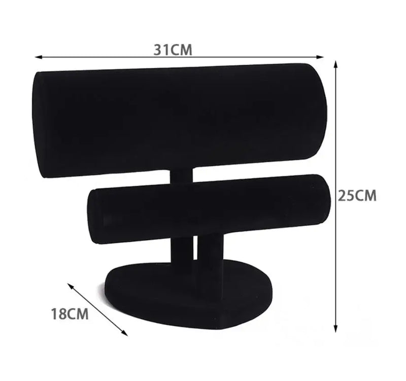 Velvet 2 Bars Jewelry Bracelet Organizer Stand Holder