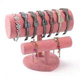 Velvet 2 Bars Jewelry Bracelet Organizer Stand Holder