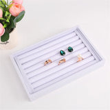 Velvet Ring Earrings Trays Showcase Display Jewelry Organizer (White)