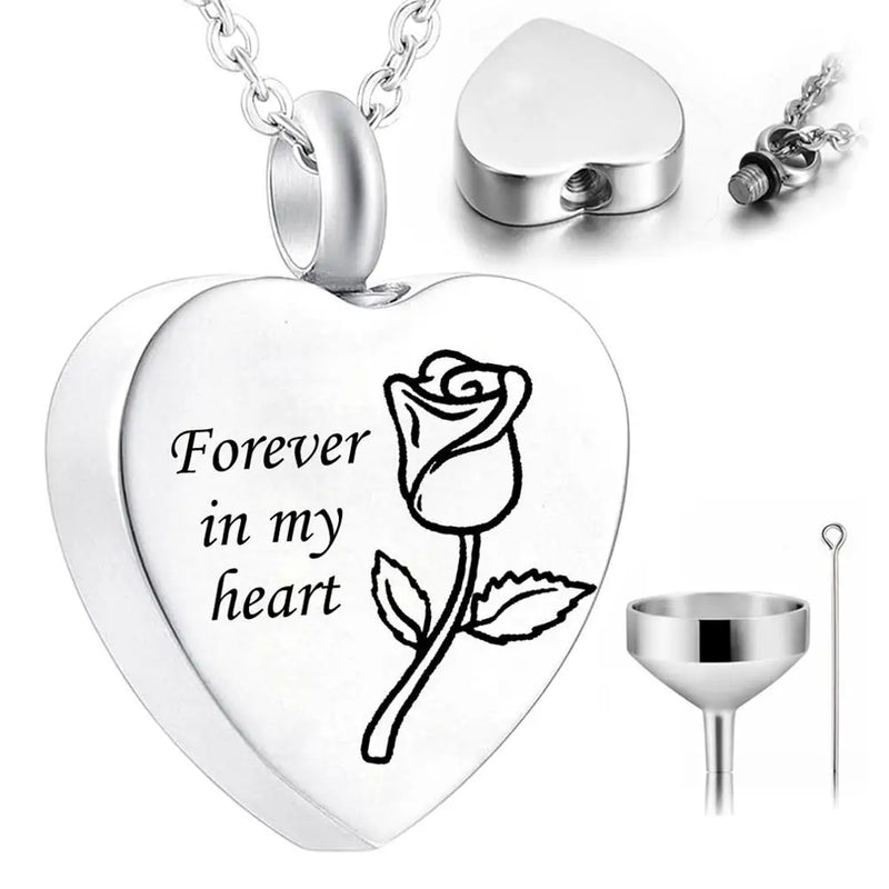 Velvet Bag Forever in My Heart Cremation Urn Necklace for Ashes for Women