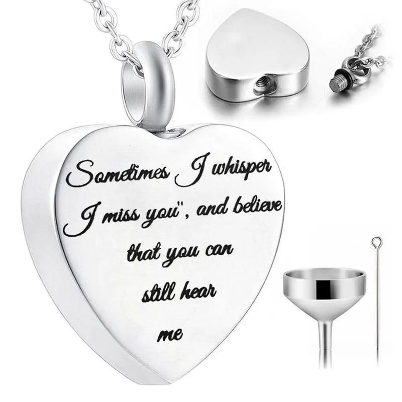 Velvet Bag Heart Cremation Urn Necklace for Ashes
