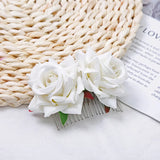 Velvet Cloth Artificial Flower Hair Comb for Women Wedding Brides Tiaras