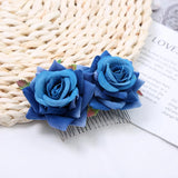 Velvet Cloth Artificial Flower Hair Comb for Women Wedding Brides Tiaras