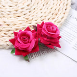 Velvet Cloth Artificial Flower Hair Comb for Women Wedding Brides Tiaras