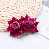 Velvet Cloth Artificial Flower Hair Comb for Women Wedding Brides Tiaras