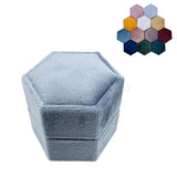 Hexagon Velvet Double Ring Box for Wedding Ceremony