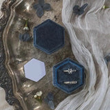 Hexagon Velvet Double Ring Box Wedding Ceremony Ring Box