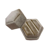 Hexagon Velvet Double Ring Box Wedding Ceremony Ring Box