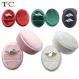 Velvet Double Ring Box Oval Wedding Rings Jewelry Box