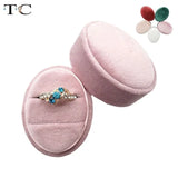 Velvet Double Ring Box Oval Wedding Rings Jewelry Box