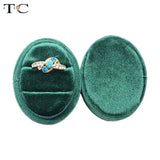 Velvet Double Ring Box Oval Wedding Rings Jewelry Box