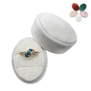 Velvet Double Ring Box Oval Wedding Ring Holder