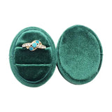 Velvet Double Ring Box Oval Wedding Ring Holder