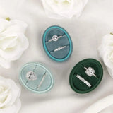 Velvet Double Ring Box Oval Wedding Ring Holder