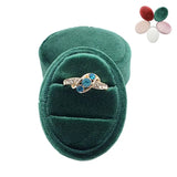 Velvet Double Ring Box Oval Wedding Ring Holder