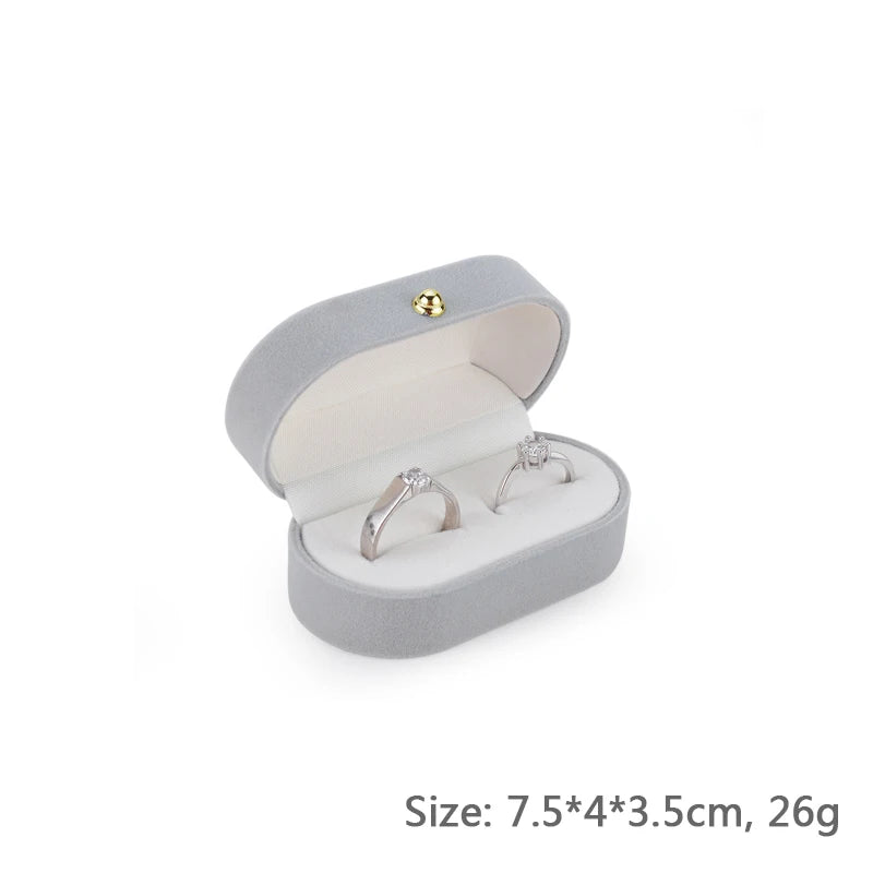 Velvet Double Rings Box Trinket Box Jewelry Organizer