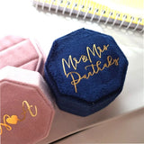 Velvet Personalized Wedding Ring Box - Name Gift Ring Storage